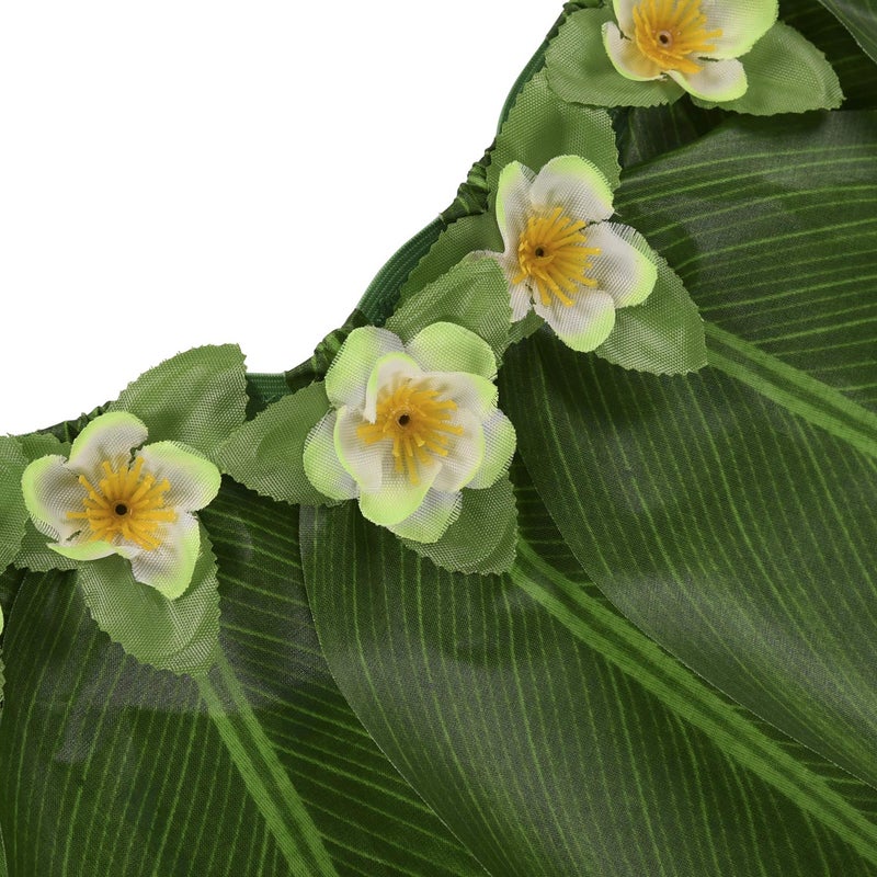 KEFAN Leaf Hula Skirt and Hawaiian Leis Set Grass Skirt with Artificial Hibiscus Flowers for Hula Costume and Beach Party (F) - Image 3